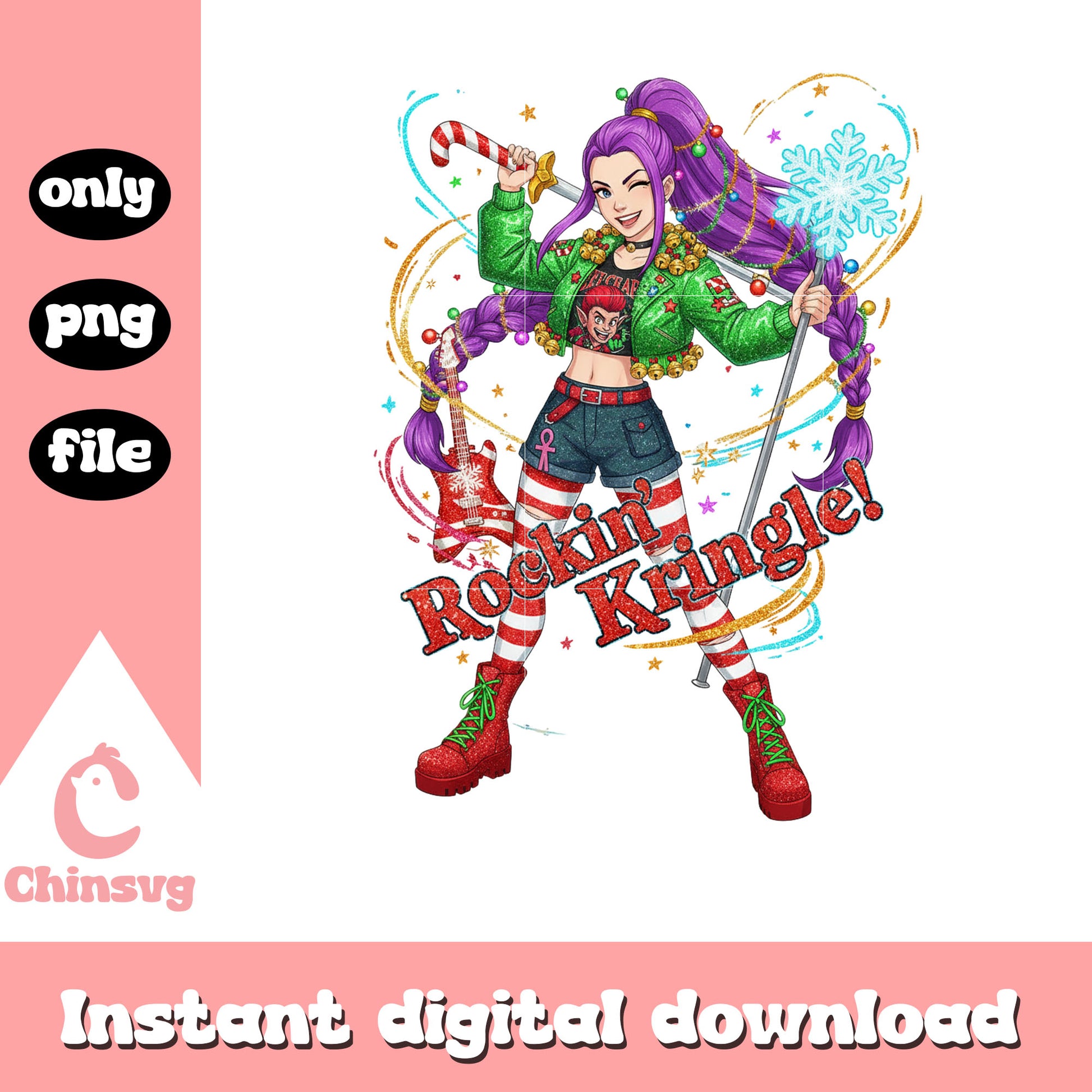 Rumi rockin kringle candy cane png, huntrix rumi png