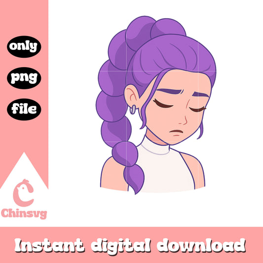 Rumi sad emoji design png, kpop groups png, huntrix group png