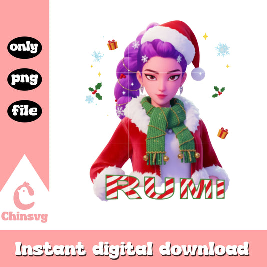 Rumi santa claus christmas day png, rumi kpop demon hunters png