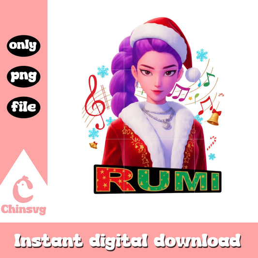 Rumi santa claus costume design png, rumi huntrix png