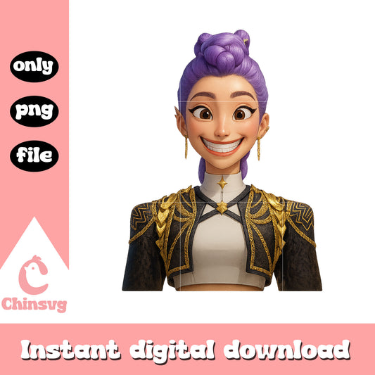 Rumi smile face design png, rumi huntrix png, huntrix movie png