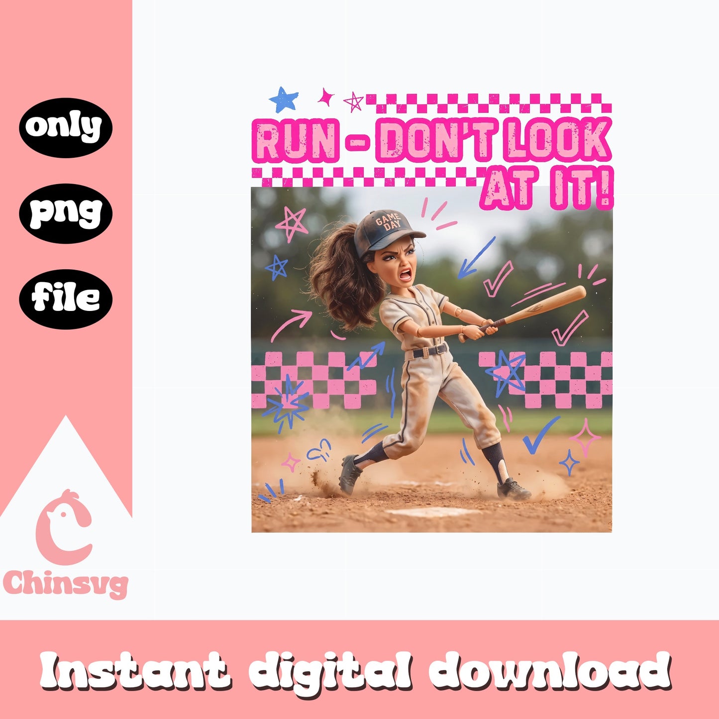 Run Don't Look At It Baseball PNG, Funny Baseball PNG, Game Day PNG