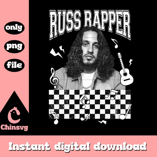 Russ rapper white design png, russ png, russ concert png