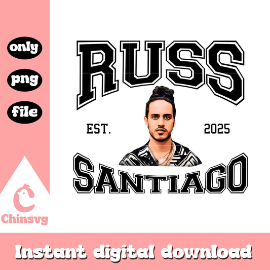 Russ santiago est 2025 black logo design png, rapper fan png