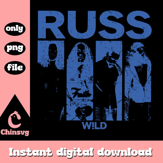 Russ wild tour design png, russ png, music concert tee png