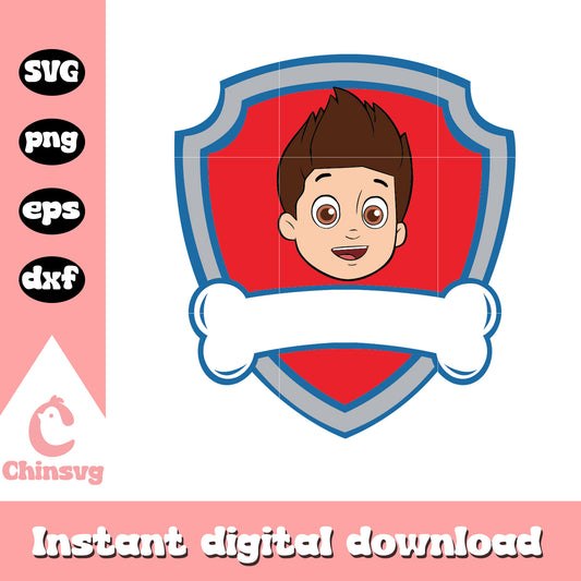 Ryder face character paw patrol svg, paw patrol episodes svg