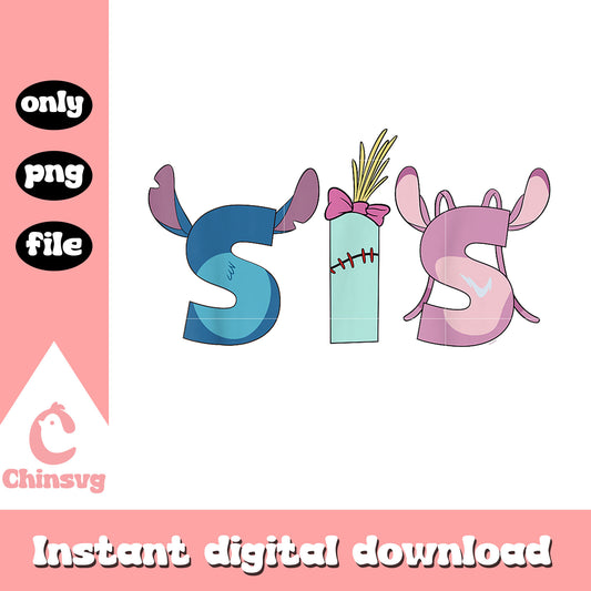 SIS day Lilo and Stitch png, happy sister day png, disney sister day png