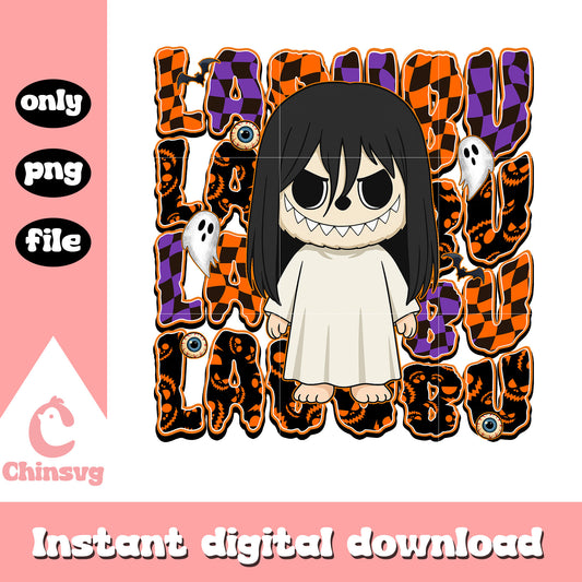 Sadako labubu doll design png, sadako ghost png, halloween art png