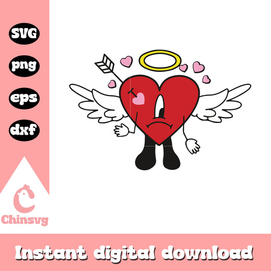 Sad heart wing angel of love valentine svg, angel of love svg