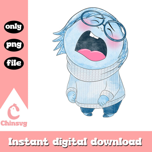 Sadness cry inside out design png, inside out 2 sadness​​ png