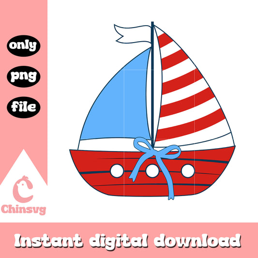 Sailboat 4th of july red white blue png, america sailboat png