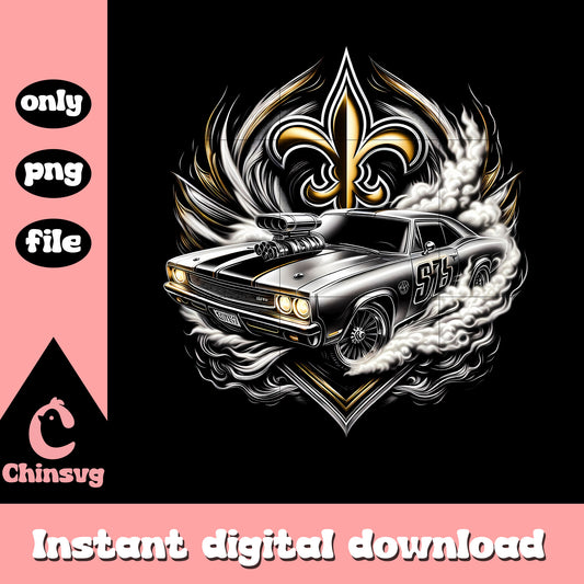 Saints nfl car design png, New Orleans Saints logo png