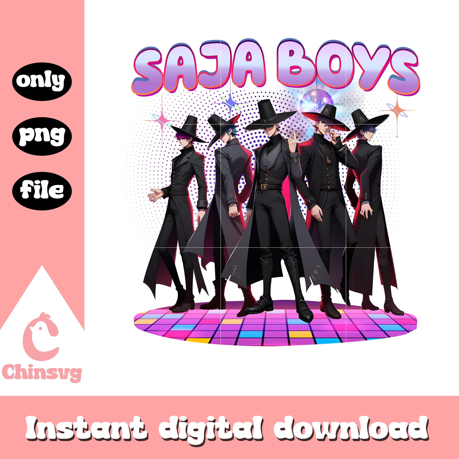 Saja boys band dancing design png, hunters movie png, netflix movie png