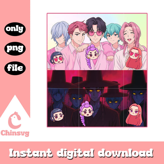 Saja boys bands duality design png, kpop huntrix movie png