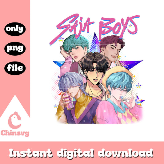Saja boys band star design png, saja boys characters png