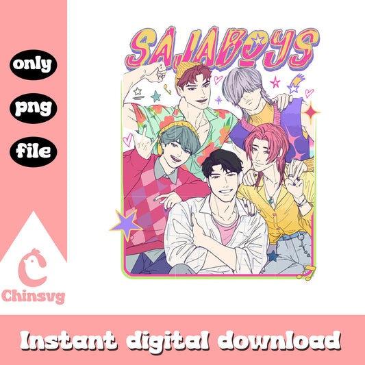 Saja boys cartoon members design png, kpop demon hunters boy png