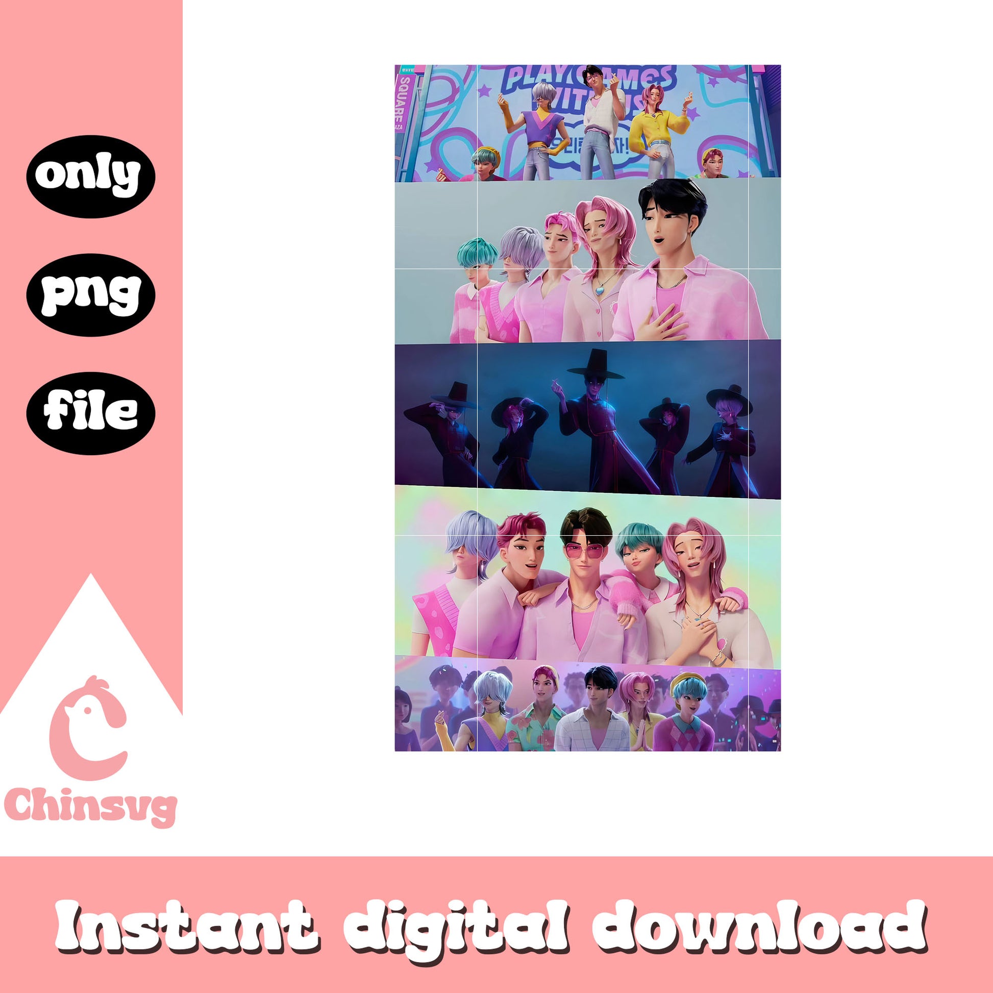 Saja boys concert design png, demon boy band png
