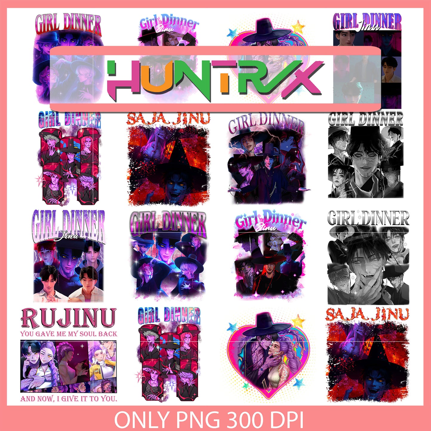 Saja boys girl dinners dark design bundle png, saja boys fan png