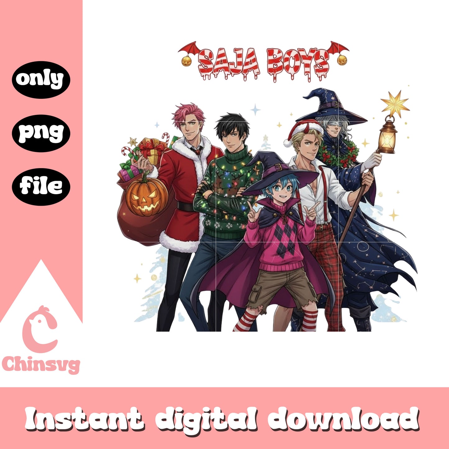 Saja boys horror christmas holiday png, saja boys demon png