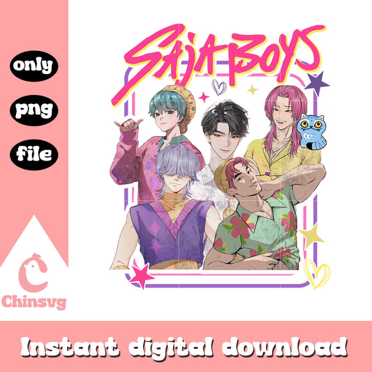Saja boys kpop band members png, saja boys fanart png