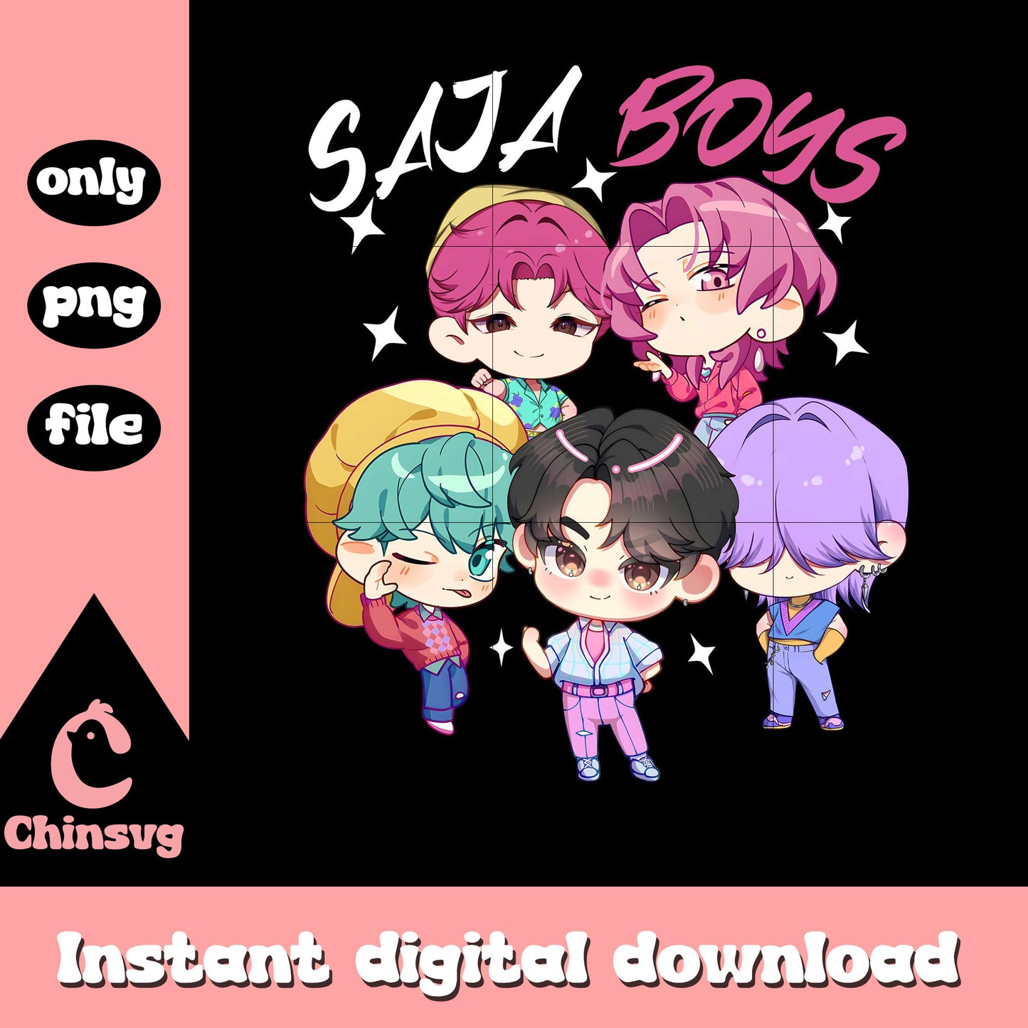 Saja boys kpop demon hunters design png, saja boys kpop png