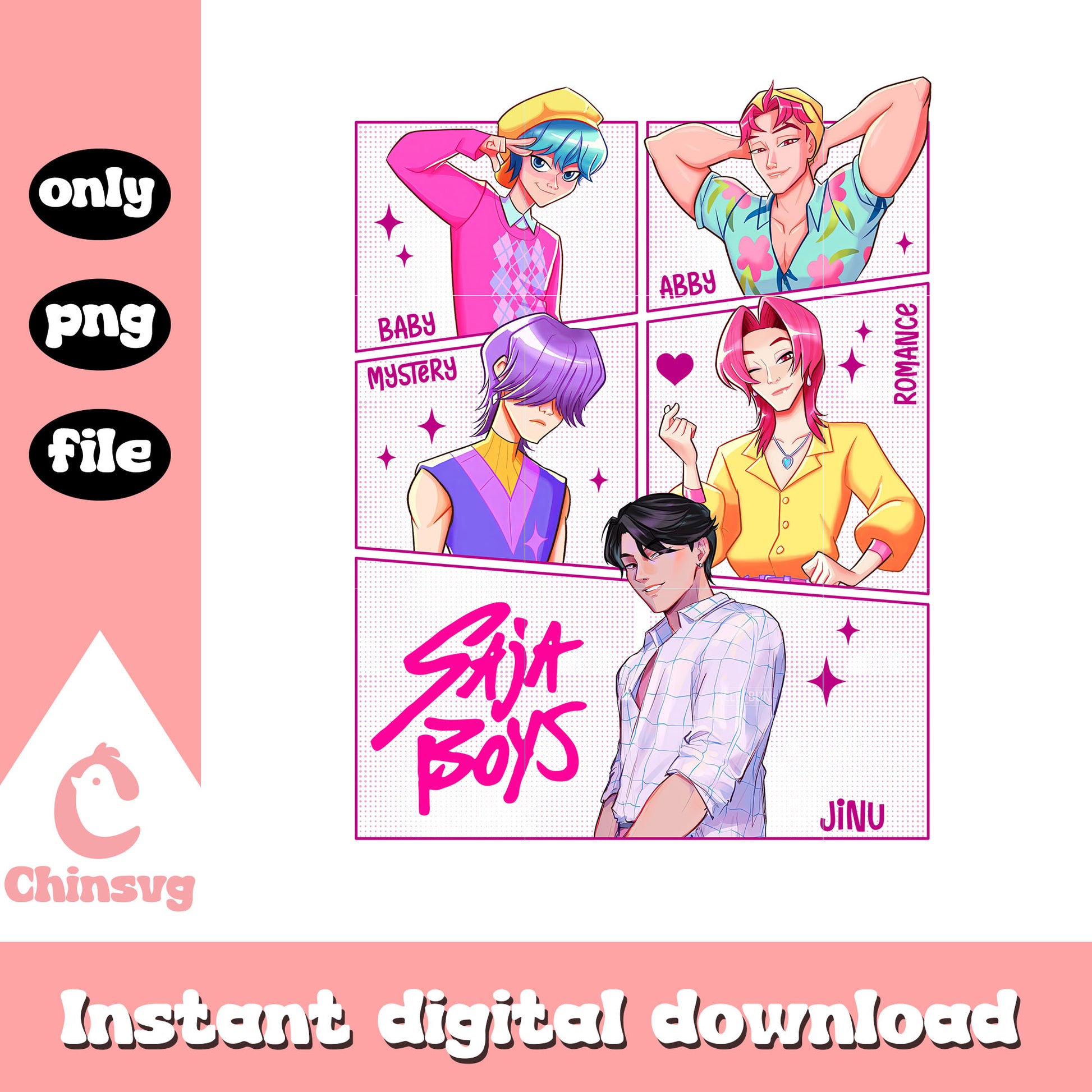 Saja boys kpop demon hunters png, saja boys names png