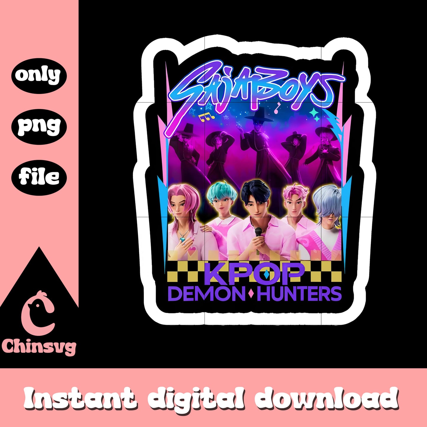 Saja boys kpop demon hunters sticker png, saja boys concert png