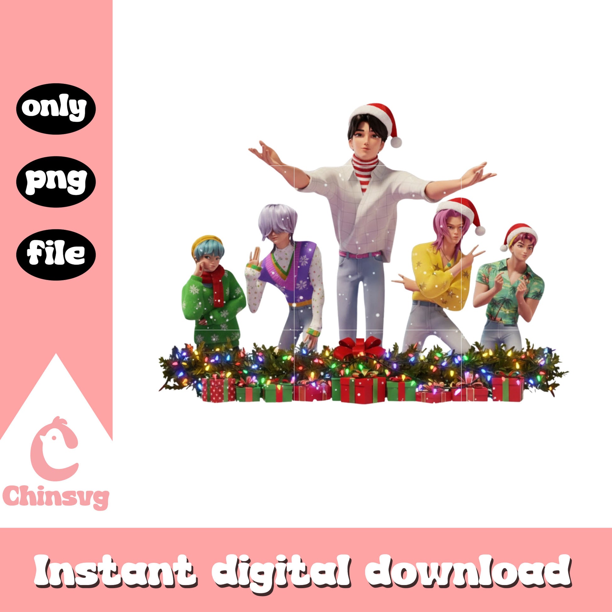 Saja boys kpop hunters christmas decor png, saja boys kpop png
