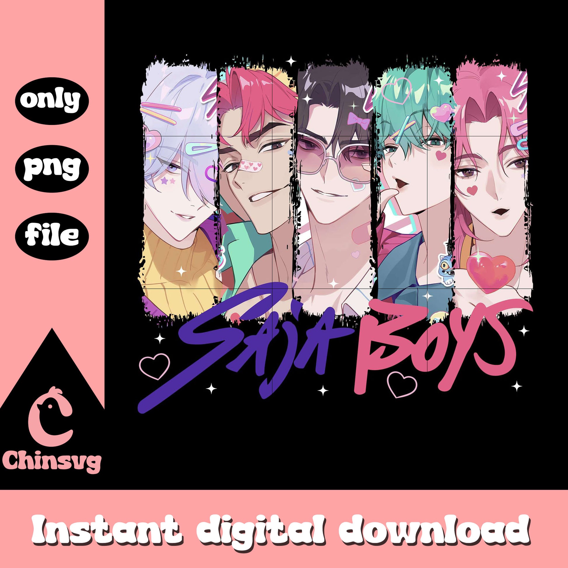 Saja boys manga design png, kpop demon hunters fanart png