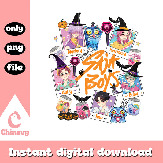 Saja boys member halloween day png, kpop demon saja boys png