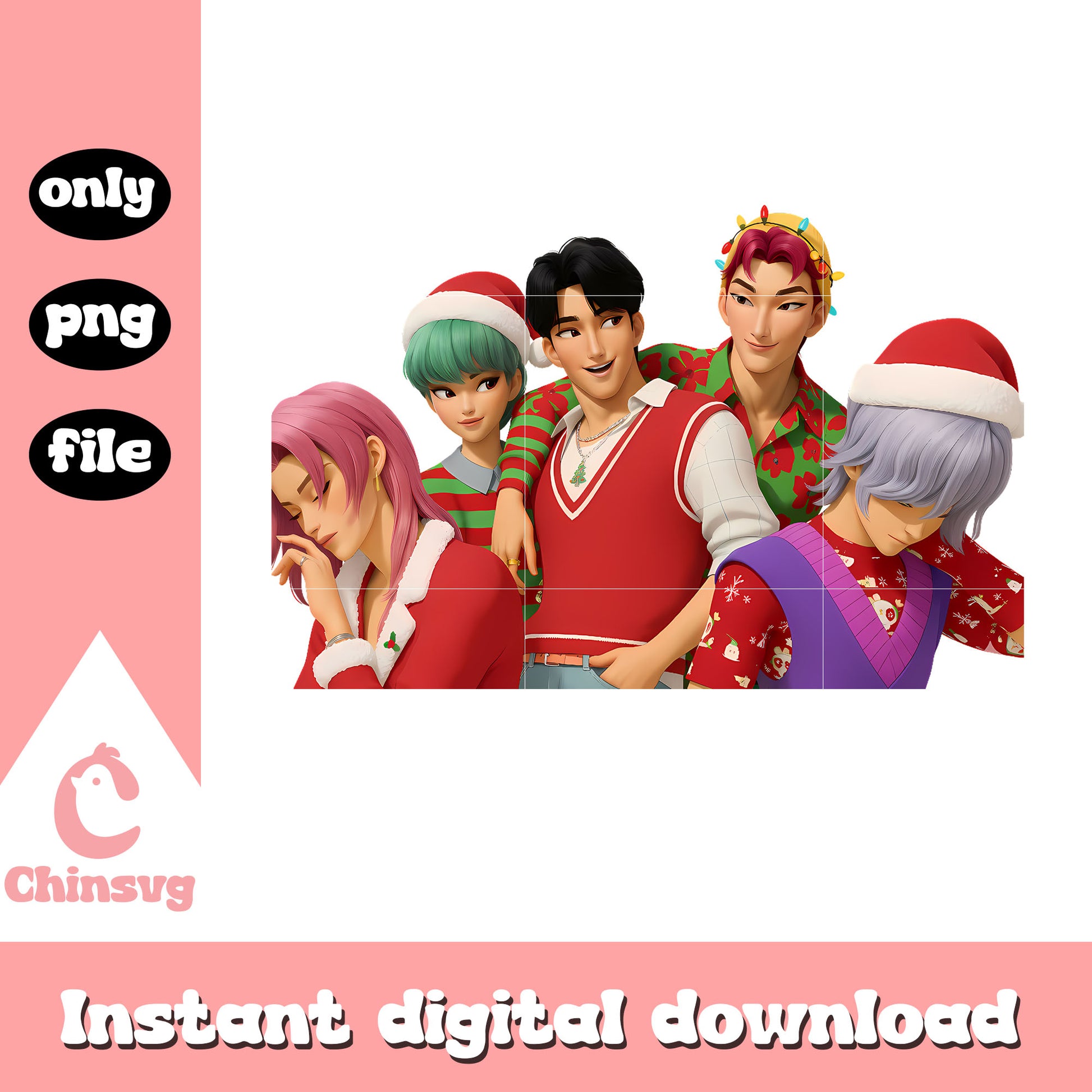 Saja boys members christmas clothes png, kpop movies png