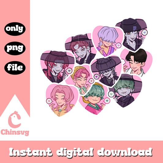 Saja boys members heart sticker design png, kpop groups png