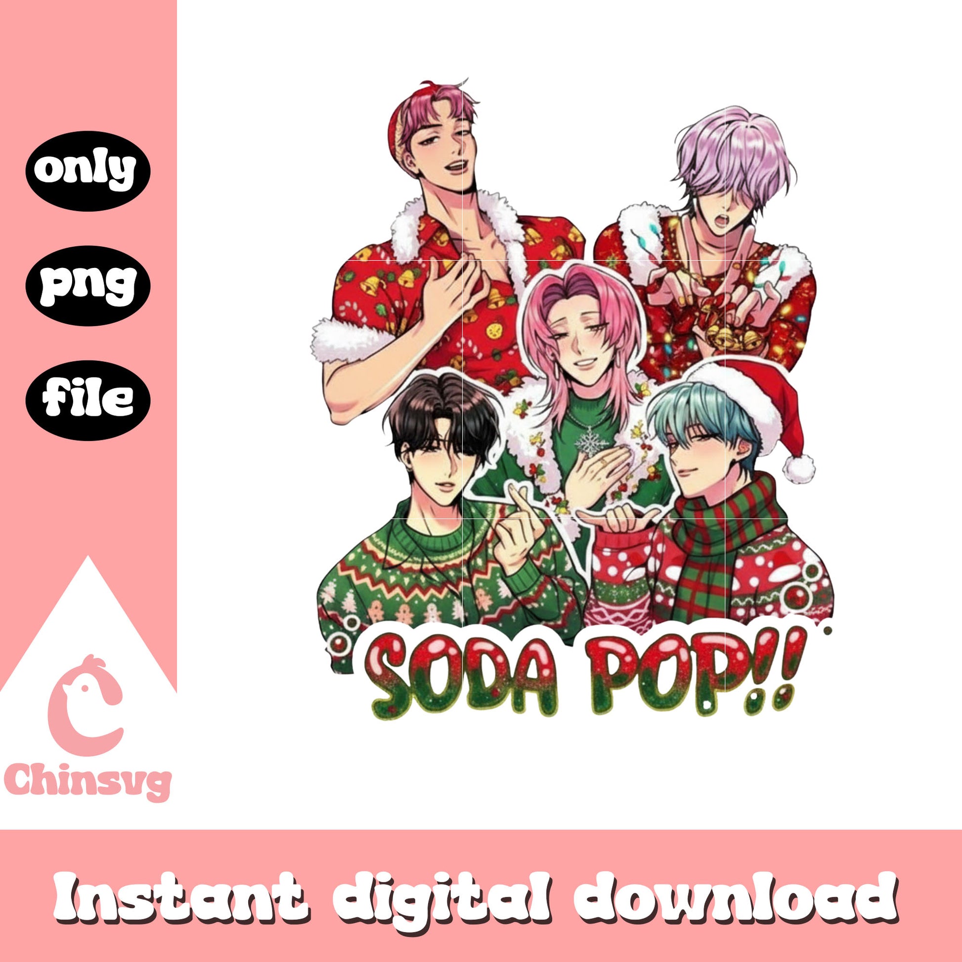 Saja boys soda pop christmas design png, saja boys soda pop png