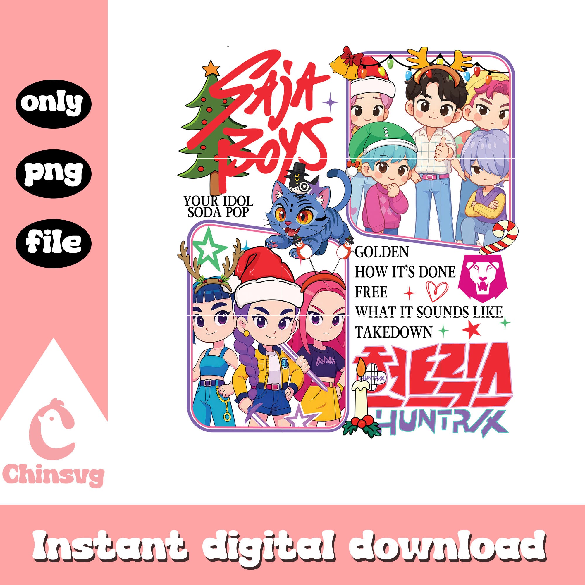 Saja Boys X Huntrix Christmas Songs Png Kpop Demon Hunters Png Chinsvg Saja Boys X Huntrix Christmas Songs Png Kpop Demon Hunters Png Chinsvg