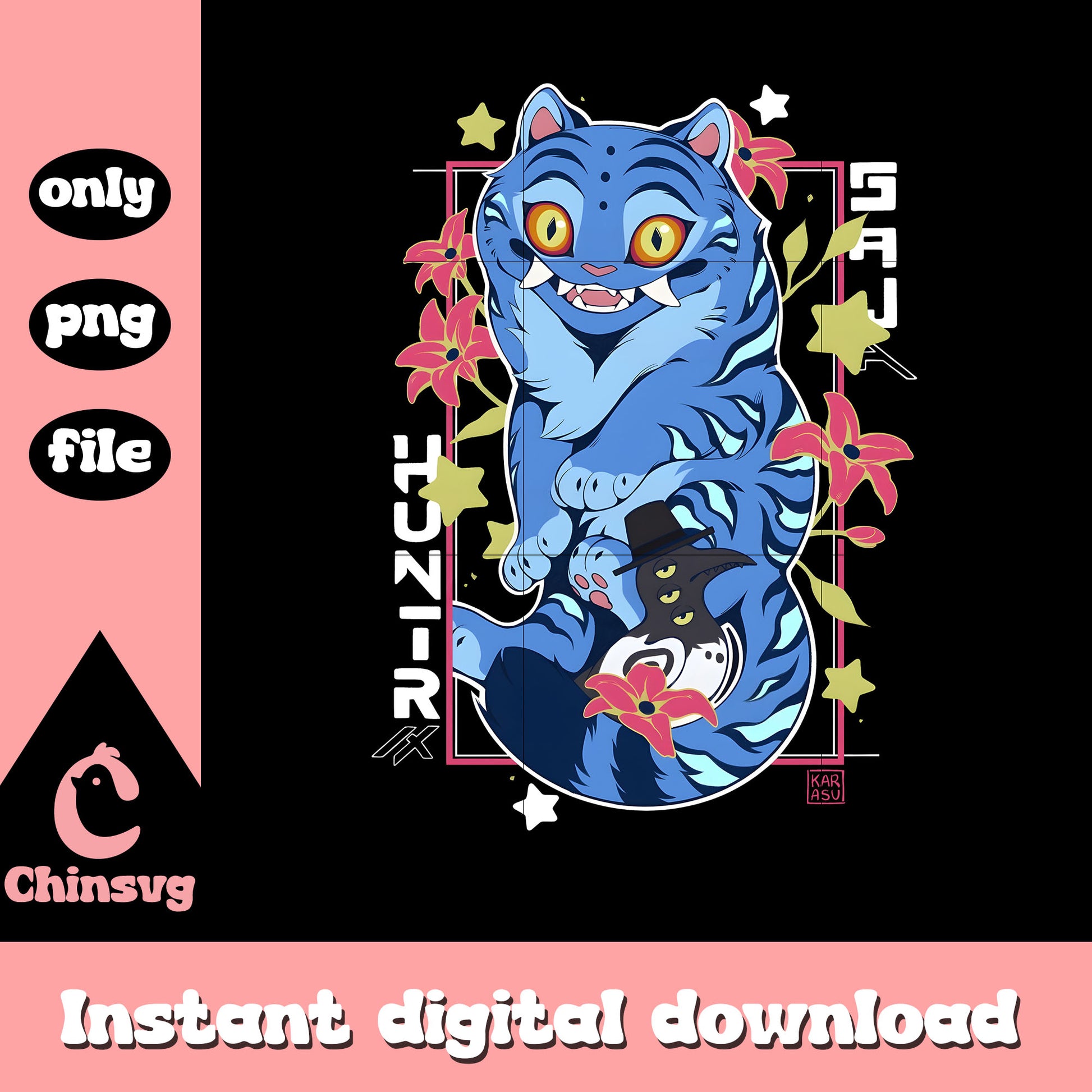 Saja hunter cute derpy tiger design  png, animal kingdom png