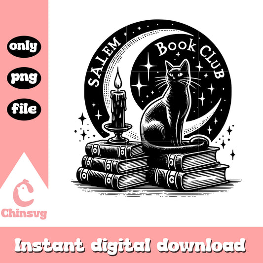 Salem book club moonlight design png, black cat png