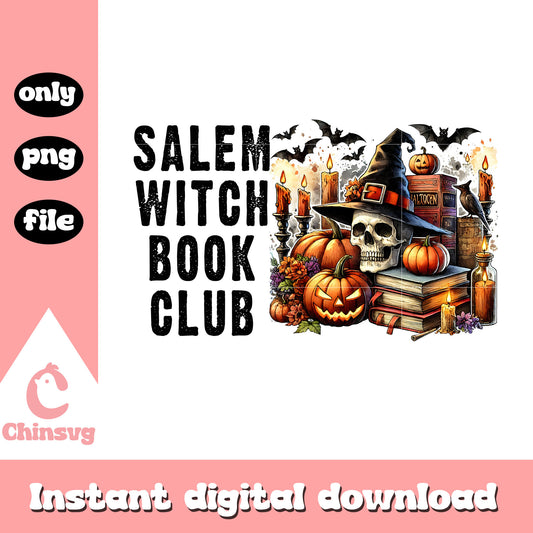 Salem witch book club halloween clipart design png, halloween png