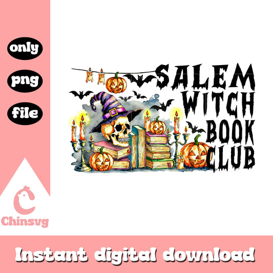 Salem witch book club halloween design png, halloween clipart png