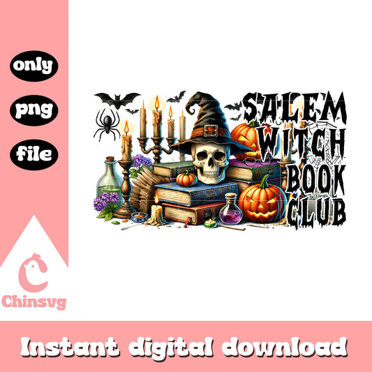 Salem witch book club halloween vibes design png, halloween art png