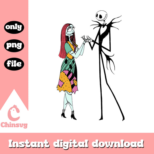 Sally and jack holding hand png, jack and sally nightmare png
