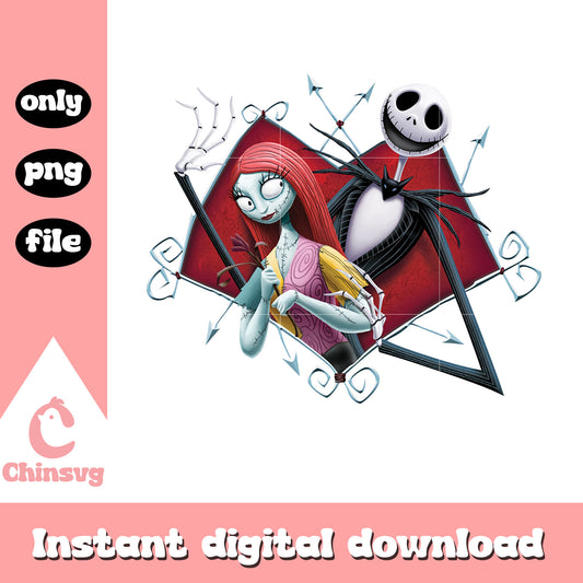 Sally and jack in love design png, jack skellington sally png