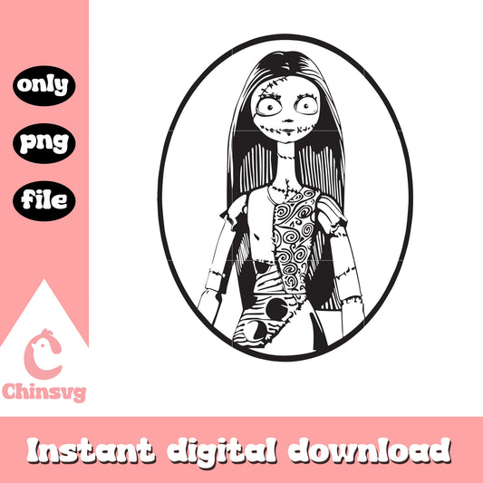 Sally black white painting png, a nightmare before christmas png