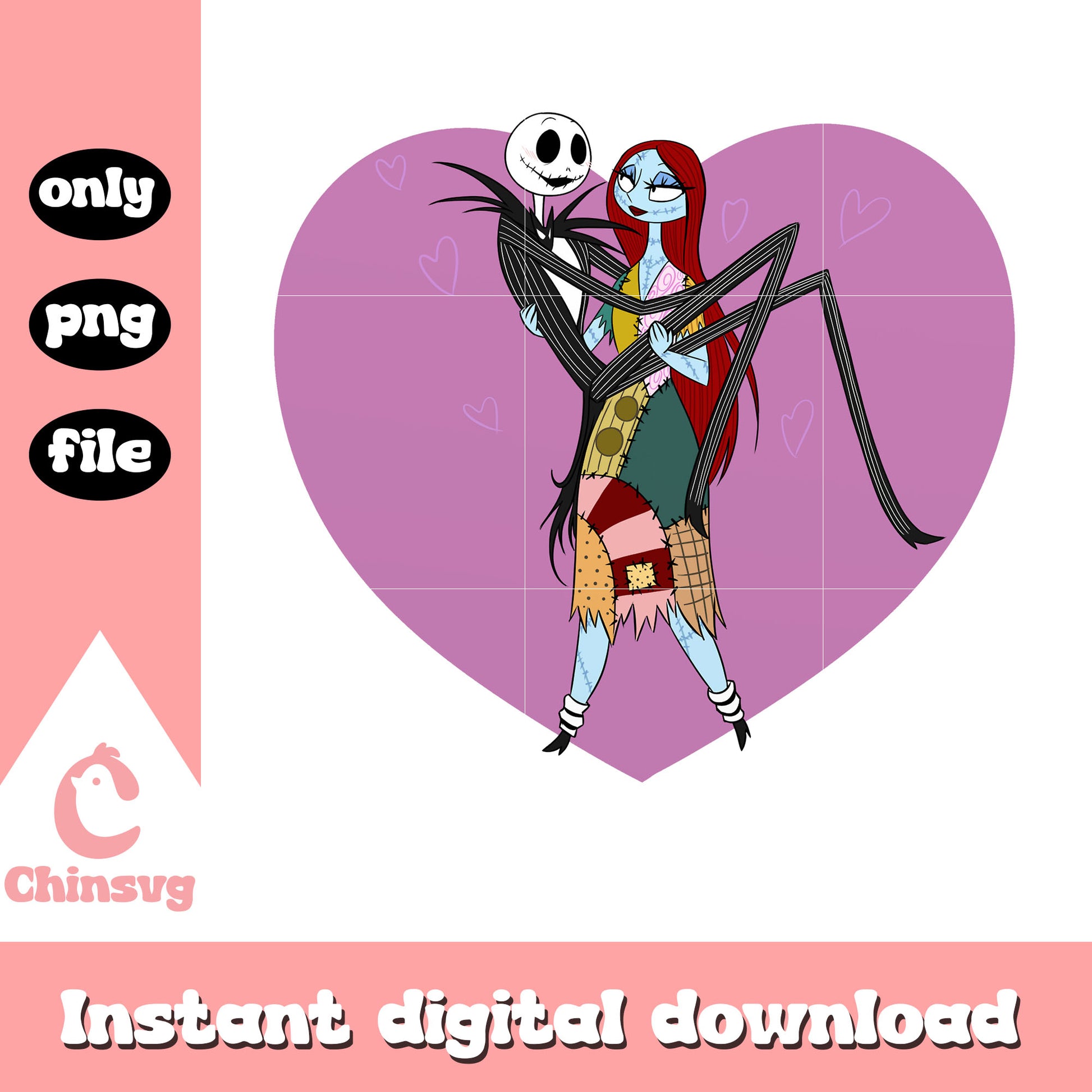 Sally carry jack in love png, disney nightmare before christmas png