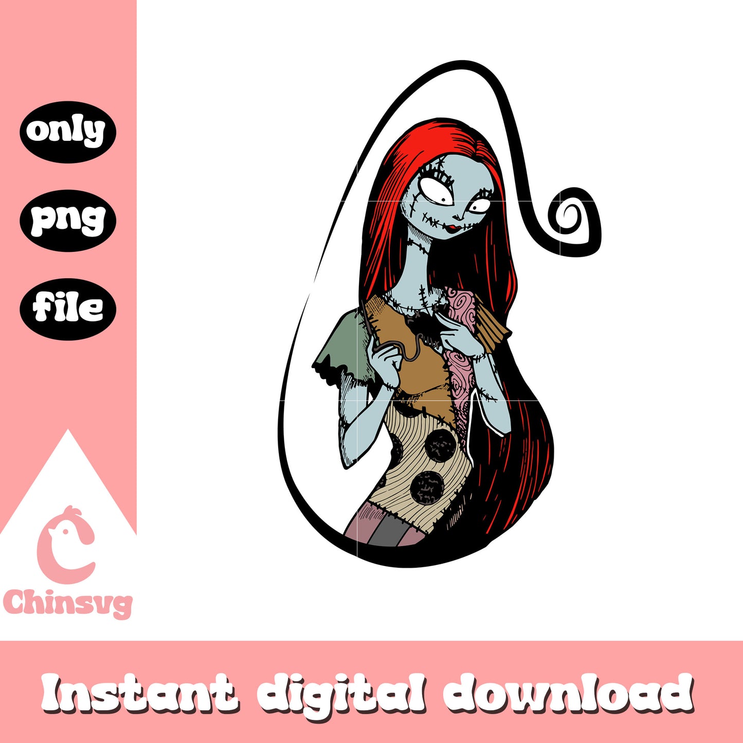 Sally gothic portrait png, nightmare before christmas movie png