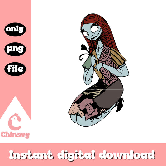 Sally hold flower clipart png, nightmare before christmas sally png