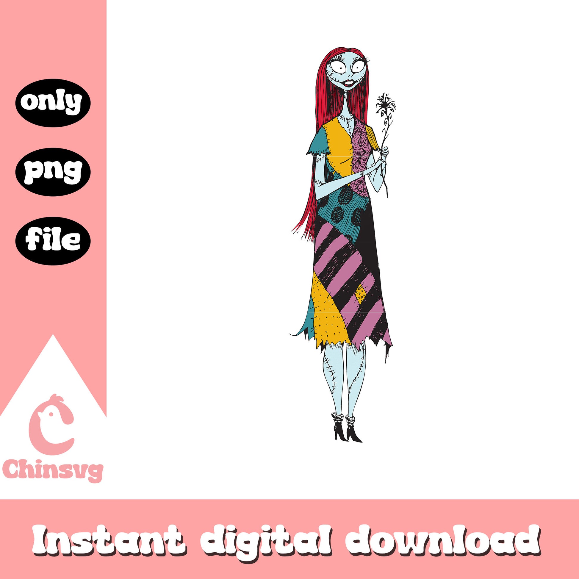Sally hold flower png, sally from nightmare before christmas png