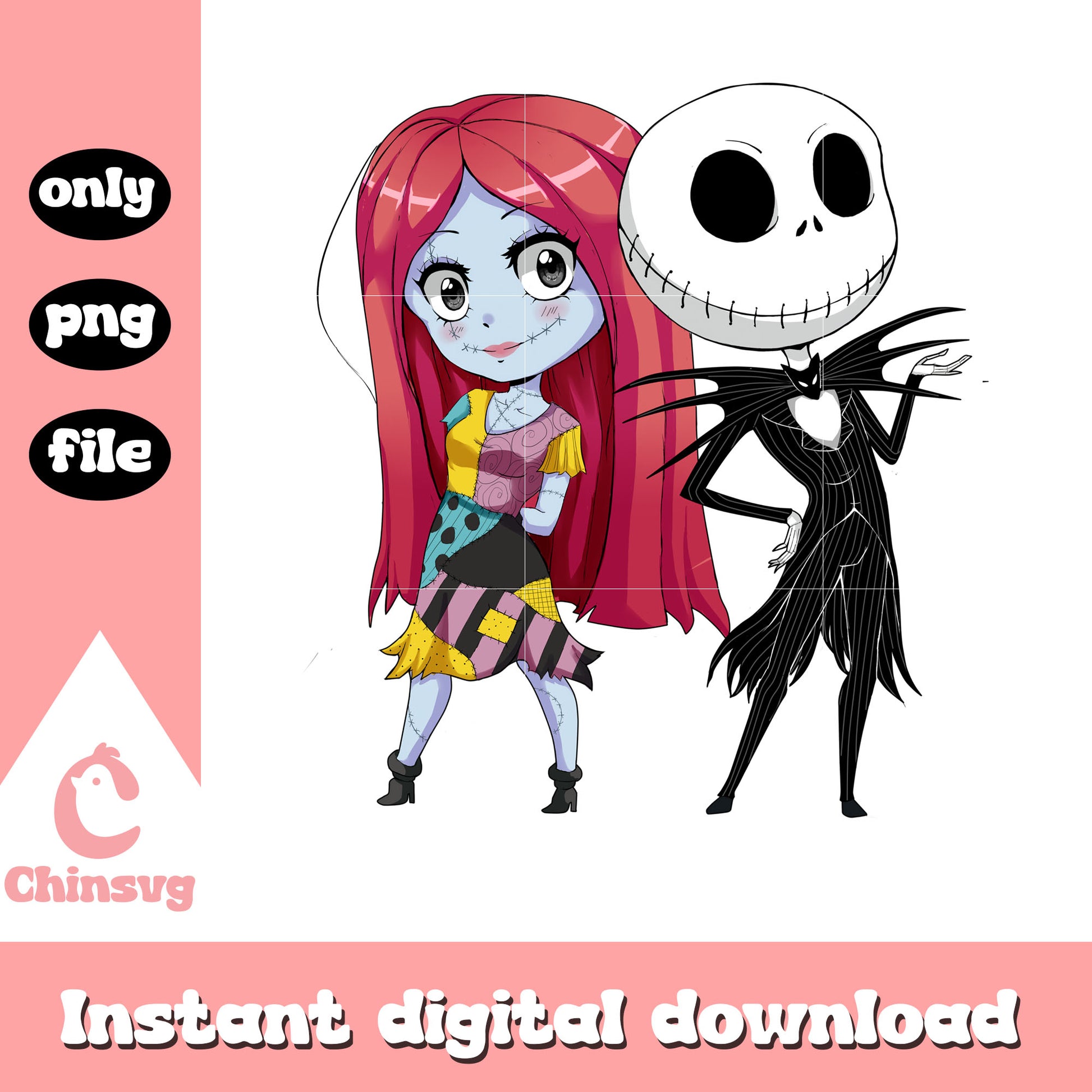 Sally jack cartoon clipart png, jack skellington and sally png