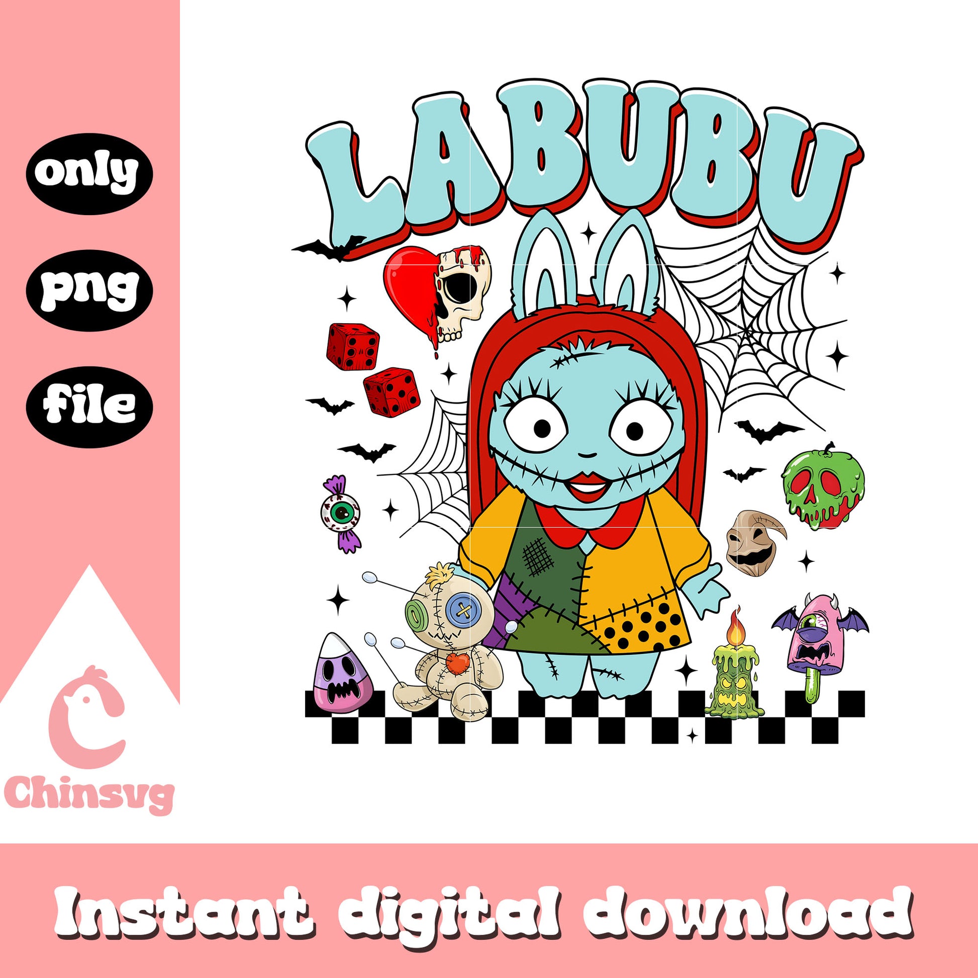 Sally labubu halloween png, sally halloween png, nightmare before christmas png