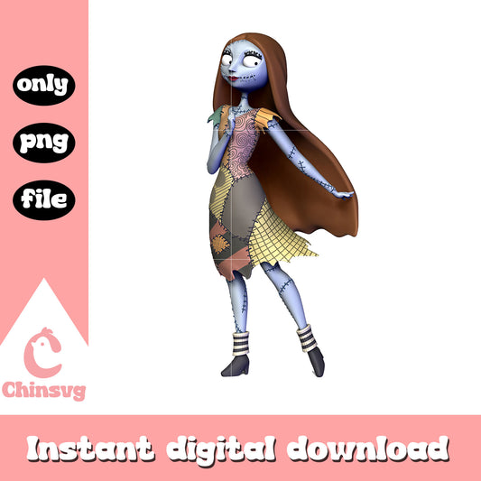 Sally skellington casting clipping png, Sally stitch dress png