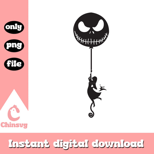 Sally with zero jack face balloon design png, jack sally png